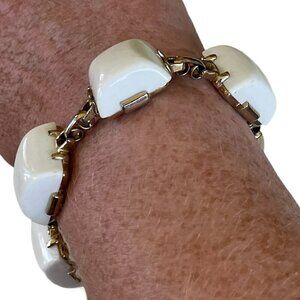 MCM 60s White Gold Tone Link Bracelet Vintage